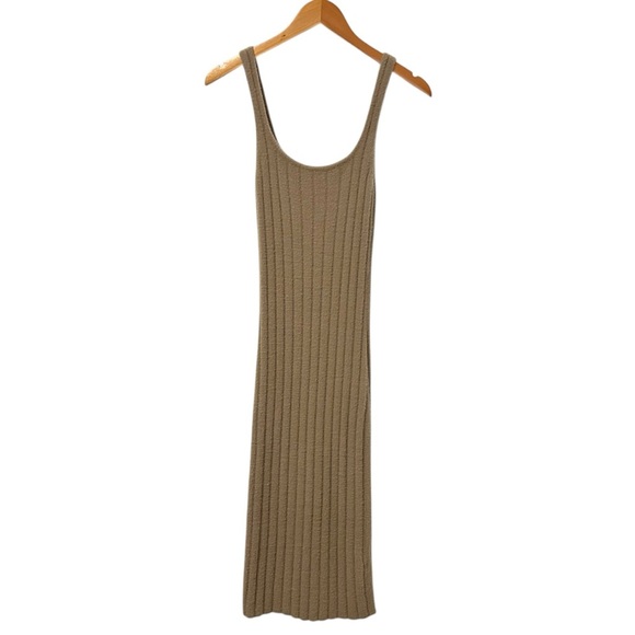Aritzia Wilfred Free Womens Hush Knit Tank Dress Sz Small Brown Soft Ribbed Midi - Picture 1 of 9